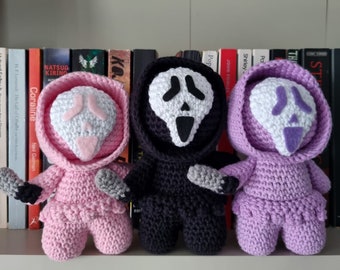 Crochet Ghostface Scream Doll Halloween Spooky Amigurumi Horror Collectible