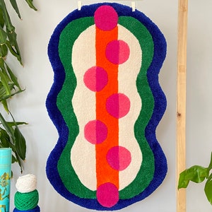 Geometric Patterned Tufted Rug I 60x105 cm(23x41inc) I Tufting Carpet I 100% Handmade Design Carpet I Sold. I can make a new one for you.