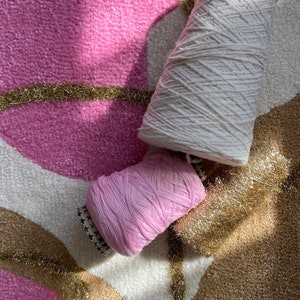 Pink Abstract Design Tufted Rug, Tassel Detailed, 123x49 cm 48x19 inç, Tufting Rug, %100 Hand Tufted Rug, Tufted Rug, Custom, Home Decor zdjęcie 4