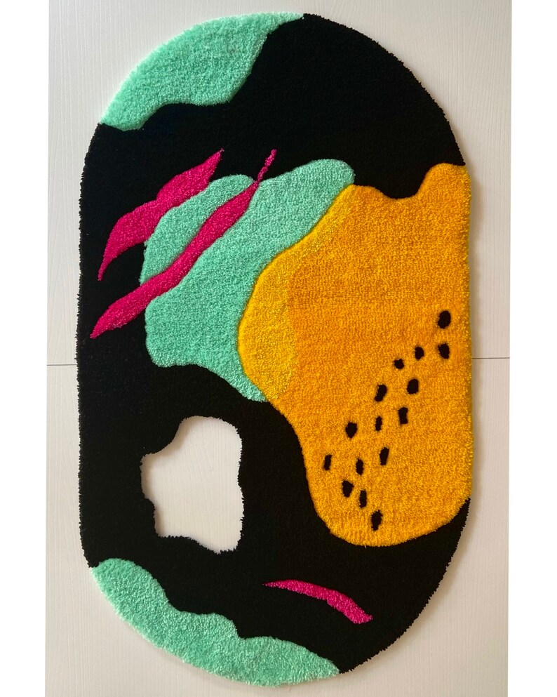 Colorful Abstract Tufted Rug, Tufting Rug, %100 Hand Tufted Rug, Tufted Rug, Custom Tufted Rug Decor, Sold. I can make a new one for you image 3