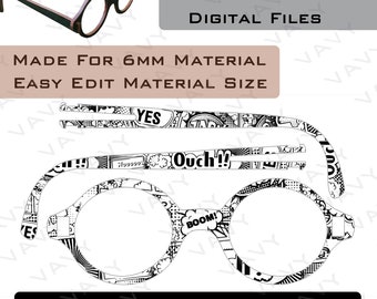 Funny Wooden Glasses 2 - 4 modelos diferentes, Vector Laser Cut Engrave File, CNC-Laser Cut, Digital Instant Download Funny Gift, SVG, Ai, CDR