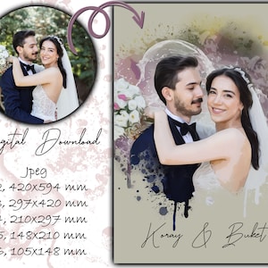 CUSTOM WATERCOLOUR PORTRAIT | Unique Gift  For Anniversary  Day | Memorial Birthday Valentine | Personalized Watercolor Portrait  From Photo