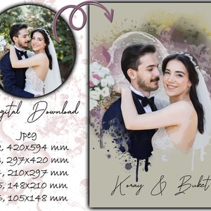 CUSTOM WATERCOLOUR PORTRAIT | Wedding Portrait | Unique Memorial Birthday Valentine Anniversary Gift | Personalized Watercolor From Photo