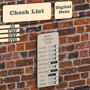 Checklist Board Digitaal Bestand Voor CNC Glowforge Laser Cut Template, Laser Vector Patroon Ai, Pdf, Svg, Dxf Formaten, Gemakkelijk lasersnijden