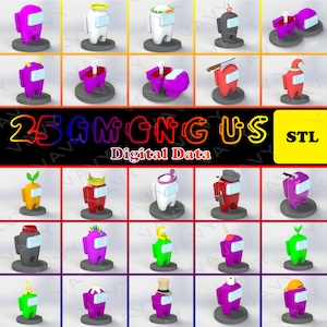 Among Us Pack Digital File For 3D Printer | 25 Among Us Character Design STL Format, Easy To Use