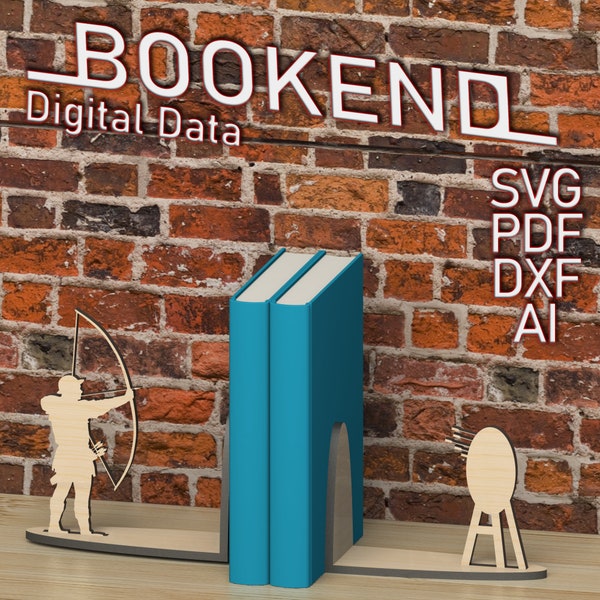 Archer Bookend Template For Book Lovers, Digital Data, Vector Laser Cut, Shelf Organiser, Unique Gift, Instant Download, DIY, Editable