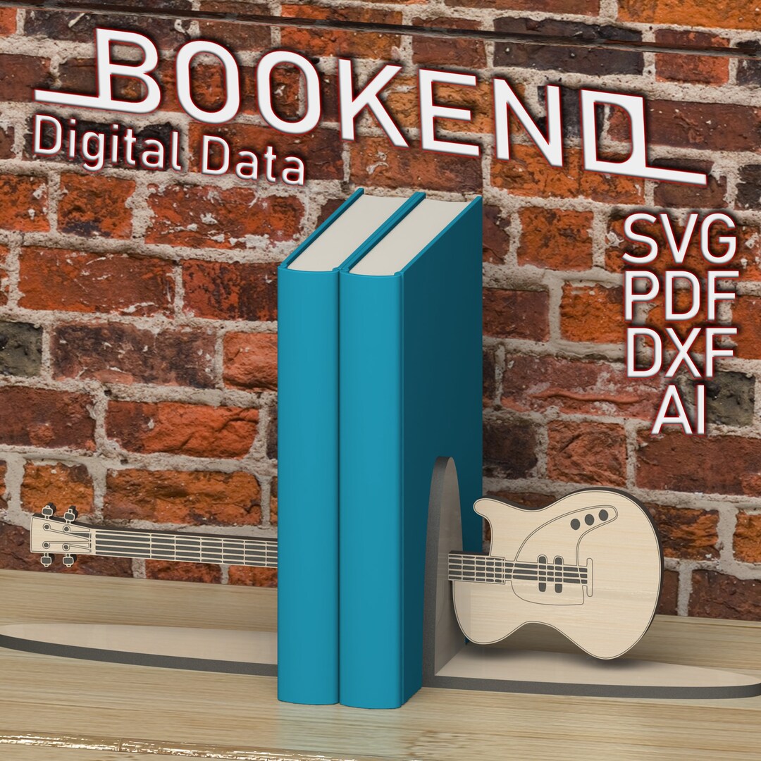 Guitar Bookend Template for Book Lovers, Digital Data, Vector Laser Cut