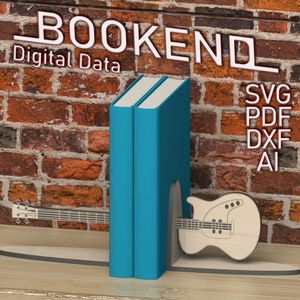 Guitar Bookend Template For Book Lovers, Digital Data, Vector Laser Cut, Shelf Organiser, Unique Gift, Instant Download, DIY, Editable