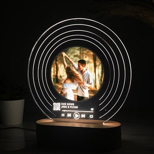 Light Up Scannable Music Record | Custom Acrylic Plaque Stand with free personalised photo or album artwork our song