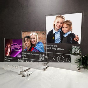 Scannable Music Plaque | Custom Acrylic Plaque with Stand with free personalised photo or album artwork (Good for friends)