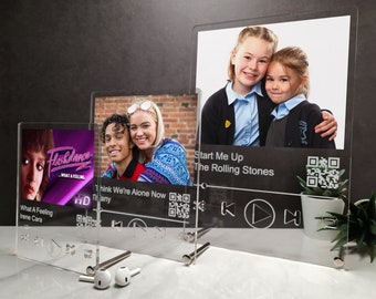 Scannable Music Plaque | Custom Acrylic Plaque with Stand with free personalised photo or album artwork (Good for friends)