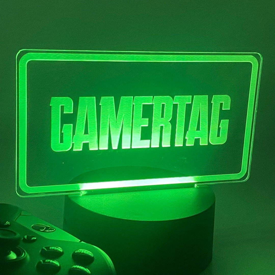 Fully RGB LED Remote Control Personalised Gamertag Sign Streamer Light ...