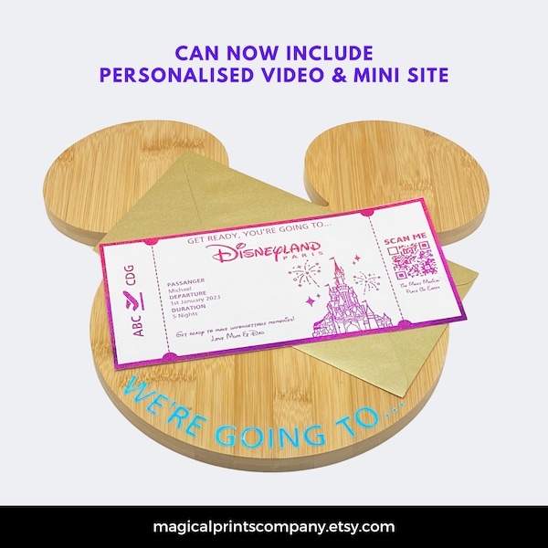 Personalised Disneyland Paris Foil Ticket Video Mini Park Site for Your Magical Holiday Reveal!