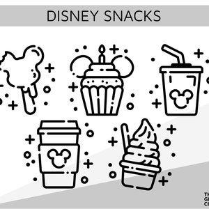 Disneyland Snacks Line Art Icons SVG Bundle for Cricut - 5 Files