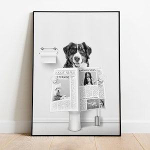 CUSTOM PET PORTRAIT from photo/ Custom Dog/ Pet in Toilet Print/ Animal in Tub/ Bathroom Art/ Personalized gifts/ Pet Gift/ Pet Humour