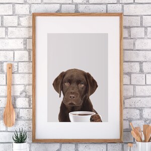 CUSTOM PET PORTRAIT/ Pet From Photo/ Pet drinking coffee/ Custom Dog Picture/ Personalized Cat Picture/ Coffee Poster/ Custom Gift