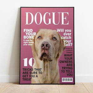 CUSTOM PET PORTRAIT/ Pet From Photo/ Pet on Magazine Cover/ Custom Dog Picture/ Personalized Cat Picture/ Magazine Poster/ Custom Gift
