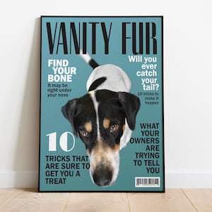 CUSTOM PET PORTRAIT/ Pet From Photo/ Pet on Magazine Cover/ Custom Dog Picture/ Personalized Cat Picture/ Custom Gift/ Digital File