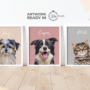 Custom Pet Portraits Using Pet Photo Personalized Digital Dog Portraits Cat Portraits Custom Dog Portrait Custom Pet Art Pet Cartoon Drawing