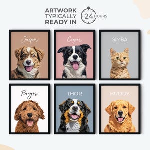 Custom Pet Portraits Using Pet Photo Personalized Digital Dog Portraits Cat Portraits Custom Dog Portrait Custom Pet Art Pet Cartoon Drawing