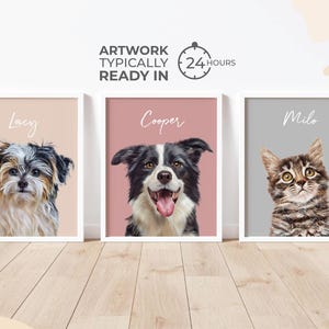 Custom Pet Portraits Using Pet Photo Personalized Digital Dog Portraits Cat Portraits Custom Dog Portrait Custom Pet Art Pet Cartoon Drawing
