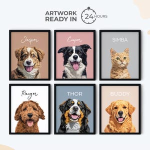 Custom Pet Portraits Using Pet Photo Personalized Digital Dog Portraits Cat Portraits Custom Dog Portrait Custom Pet Art Pet Cartoon Drawing