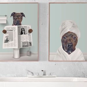 CUSTOM PET PORTRAIT from photo/ Custom Dog/ Pet in Toilet Print/ Animal in Tub/ Bathroom Art/ Personalized gifts/ Pet Gift/ Pet Humour