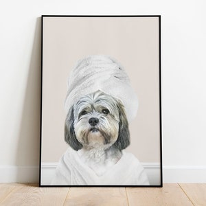 CUSTOM PET PORTRAIT from photo/ Custom Dog/ Pet in Toilet Print/ Animal in Tub/ Bathroom Art/ Personalized gifts/ Pet Gift/ Pet Humour