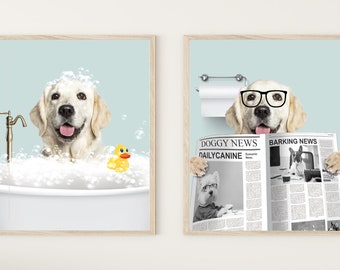 CUSTOM PET PORTRAIT from photo/ Custom Dog/ Pet in Toilet Print/ Animal in Tub/ Bathroom Art/ Personalized gifts/ Pet Gift/ Pet Humour