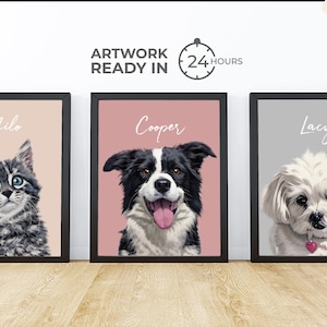 Custom Pet Portraits Using Pet Photo Personalized Digital Dog Portraits Cat Portraits Custom Dog Portrait Custom Pet Art Pet Cartoon Drawing