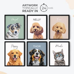 Custom Pet Portraits Using Pet Photo Personalized Digital Dog Portraits Cat Portraits Custom Dog Portrait Custom Pet Art Pet Cartoon Drawing