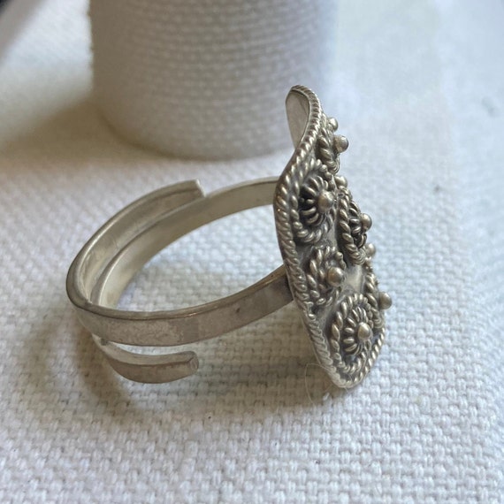 Rectangular Adjustable Sterling Silver Statement … - image 2