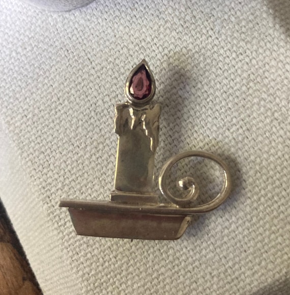 Candlestick Pin - Sterling Silver and Garnet