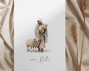 Psalm 23 - Bible verse to print - Christian poster - Christian decoration - rest - peace - hope - watercolor - the Lord is my shepherd