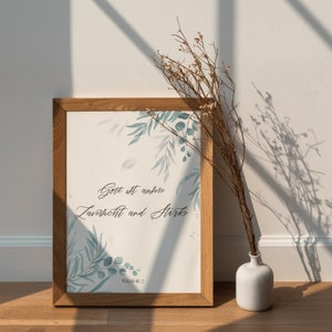 Psalm 46, 2 - Bible verse to print - Christian poster - Christian decoration - Eucalyptus - Watercolor