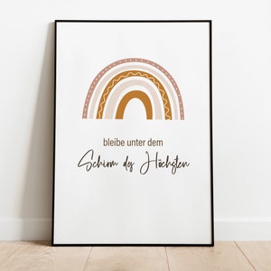 Under the protection of the Most High - according to Psalm 91 - Christian poster - Christian decoration - Minimalist print - Children&#39;s room decoration - Boho