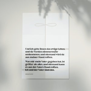 John 10:28-30 - Bible verse to print - Christian poster - Christian decoration - Postcard - God&#39;s Word as a wall picture