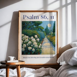 Psalm 86, 11 - Christliches Poster zum ausdrucken - Postkarte - Deko - van Gogh - Blaue Wandkunst - Zeitloser Print - Wandbild farbig