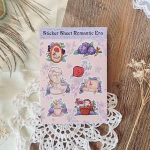 Stickerbogen Romantische Ära - süß - Briefpapier - Vintage - Journaling - blumige Aufkleber - Planer-Stickerbogen