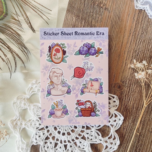 Sticker Sheet Romantic Era - cute - stationery - vintage - journalling - flowery stickers - planner sticker sheet
