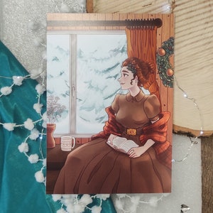 Print A5 A4 Cozy Winter - affiche - art - cottagecore - neige - montagne - hiver - cute - aesthetic - vintage