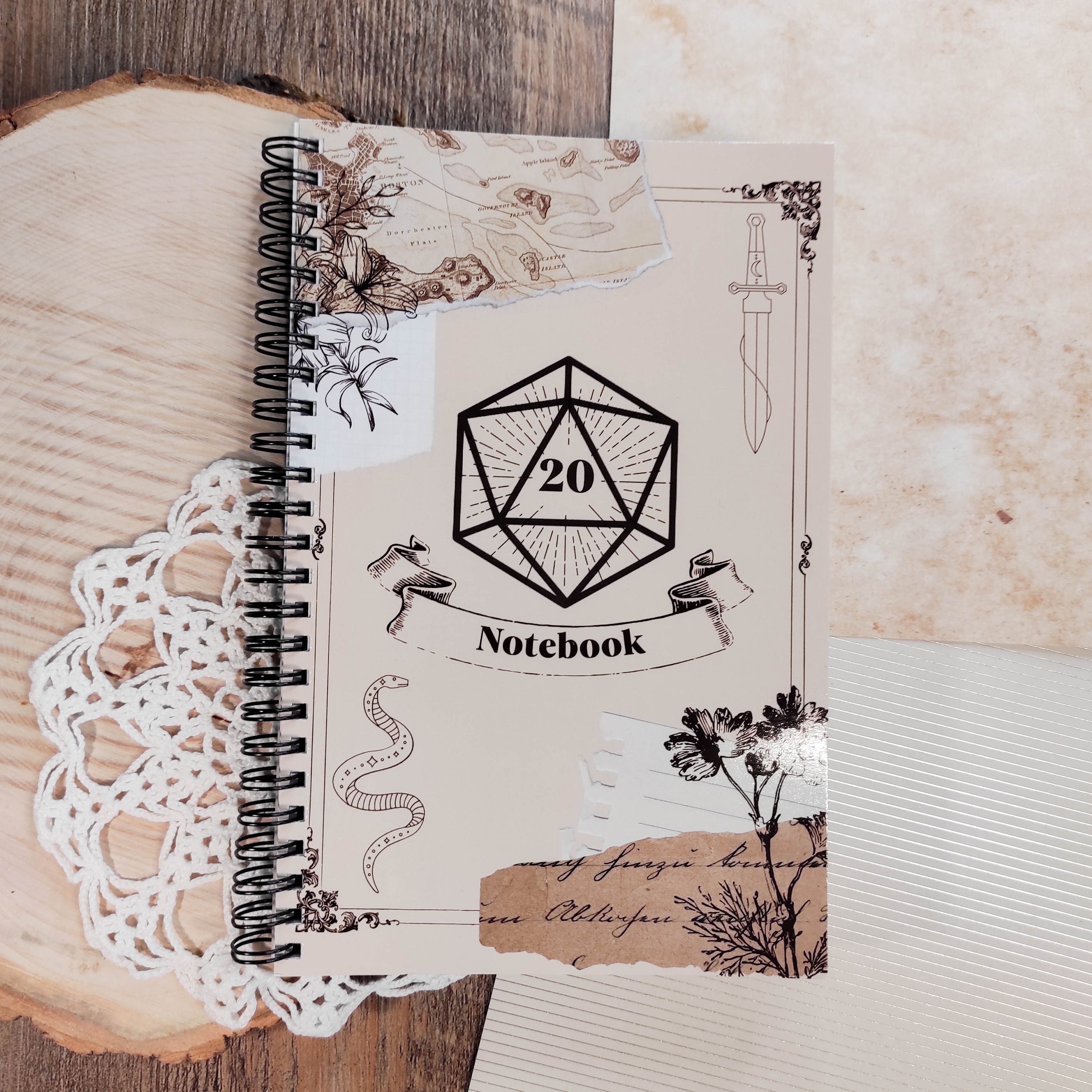 Spiral Notebook D20 Lined, Notes, Art, Illustration, Role Playing, Dnd,  Stationery, Notebook, Dungeon and Dragon 