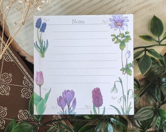 30 sheet Notepad Vintage Flower Study - cottagecore - stationery - stationery - cute - aesthetic - notepad - handmade