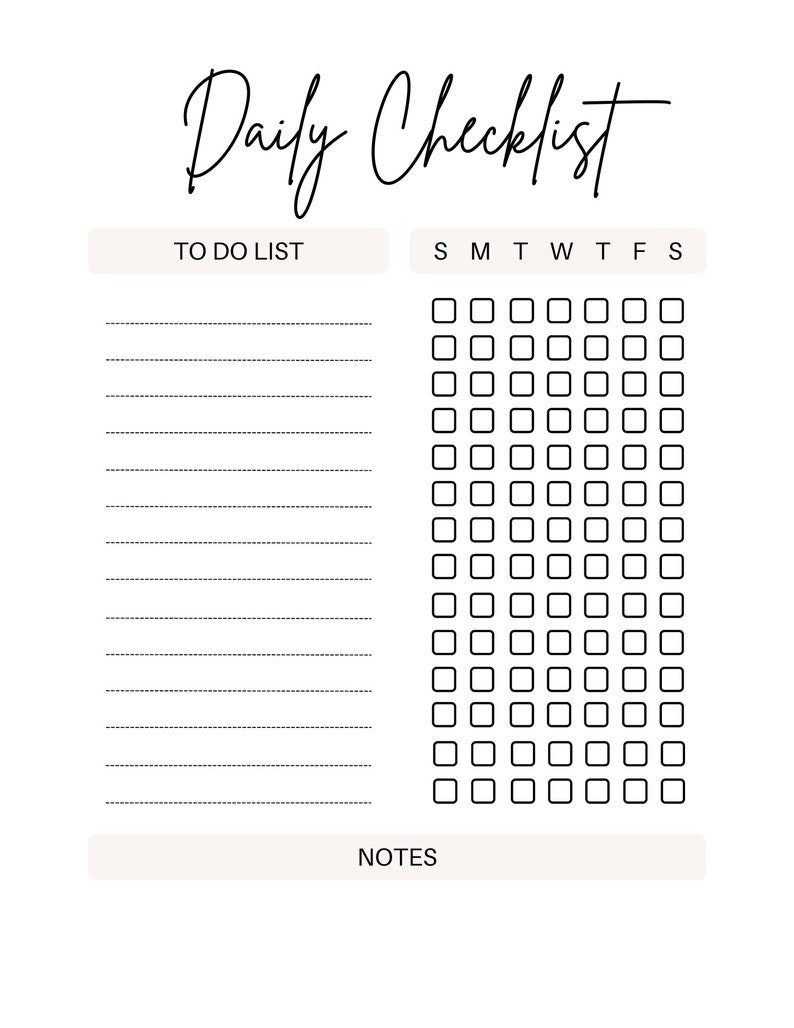 Daily Checklist - Etsy