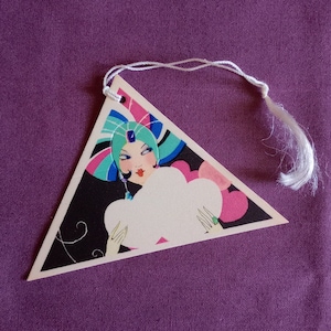 Antique Buzza Bridge Tally, Art Deco Lady in Turban, Unused Collectible Ephemera