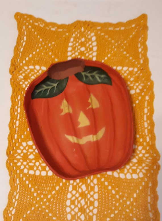 Vintage Halloween Paper Mache Jack O' Lantern Candy Bowl Etsy