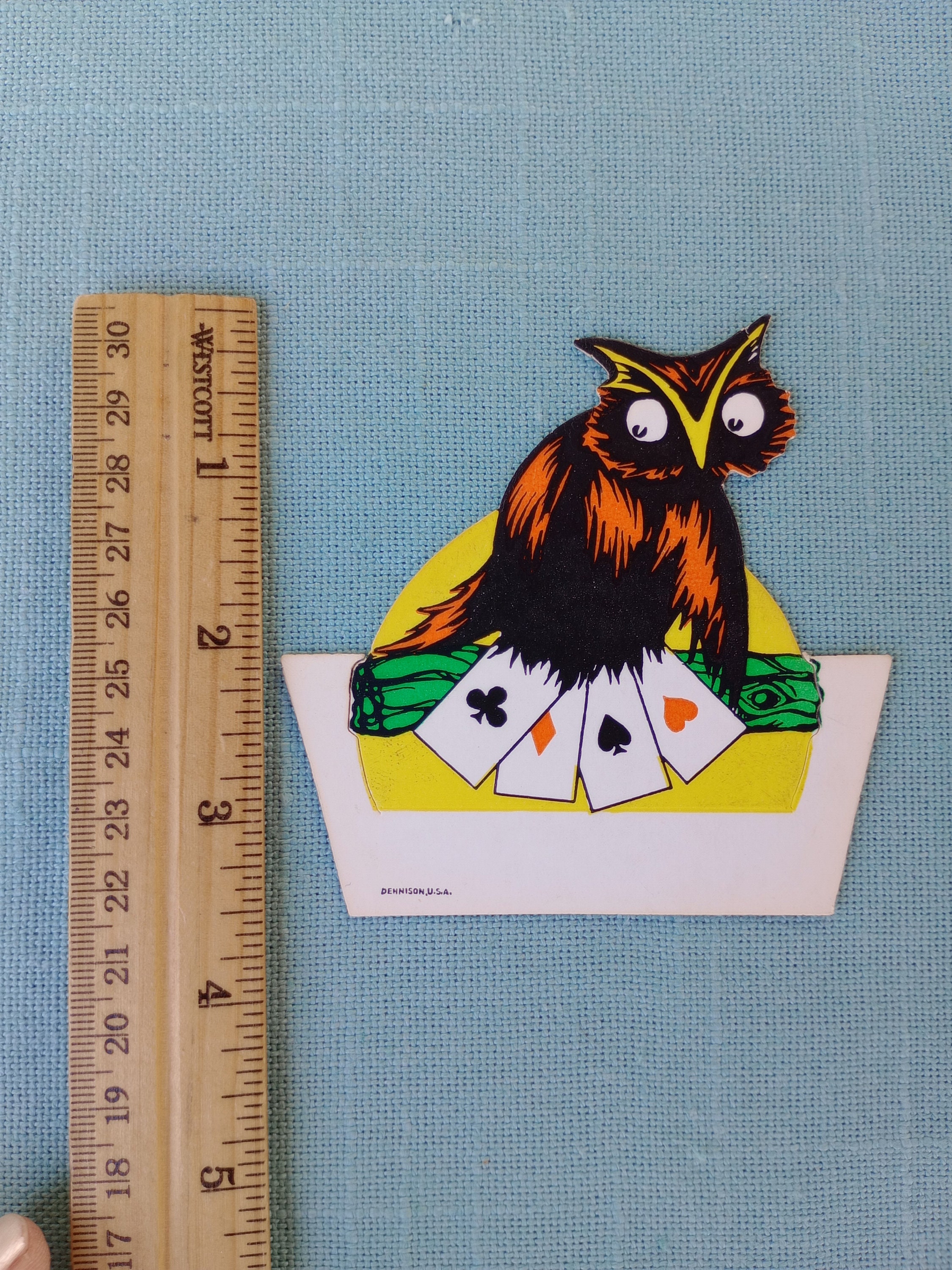 Vintage Halloween Dennison Place Card, Owl With Playing Card Suits ...