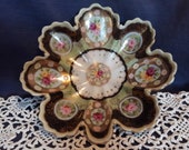 RARE Nippon Moriage Antique Candy Dish, Royal Kinran, Heavily Gilded Hand Painted China, Fluted, Scalloped, Floral Patterned Japan Import