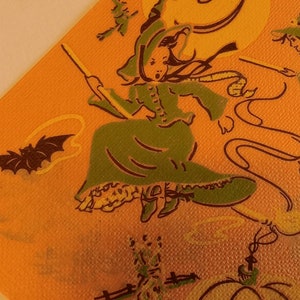 MINT Vintage Halloween Paper Dinner Napkin Placemat, Witches and Pumpkin Houses, C.A. Reed NOS Collectible Ephemera