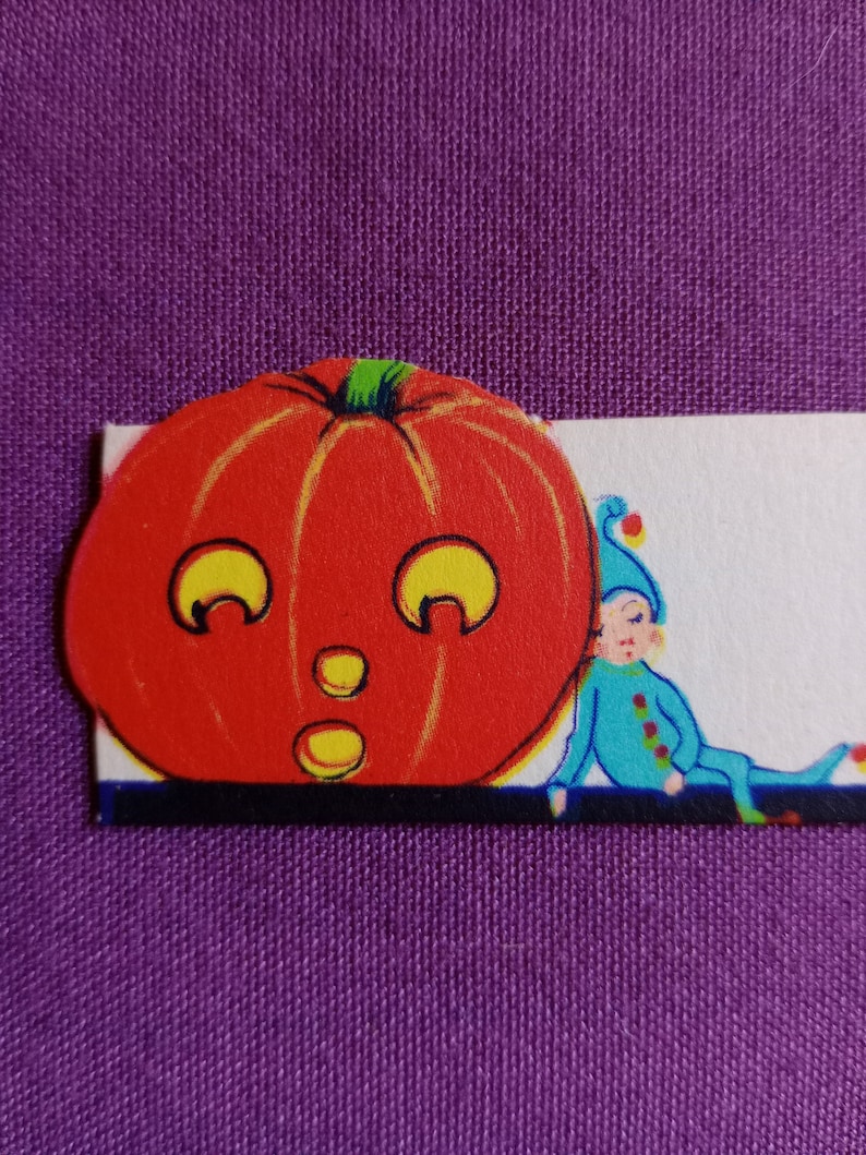 Vintage Halloween Place Card, Elf & Jack O' Lantern, 1930s Party ...